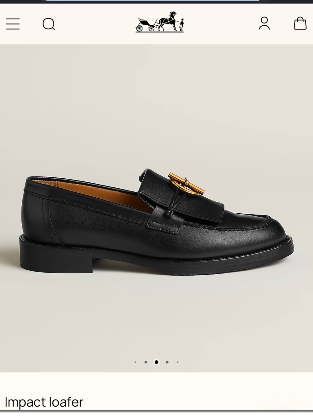 Hermes Impact Leather Loafers in Black with Gold Hardware - Picture 3 of 10